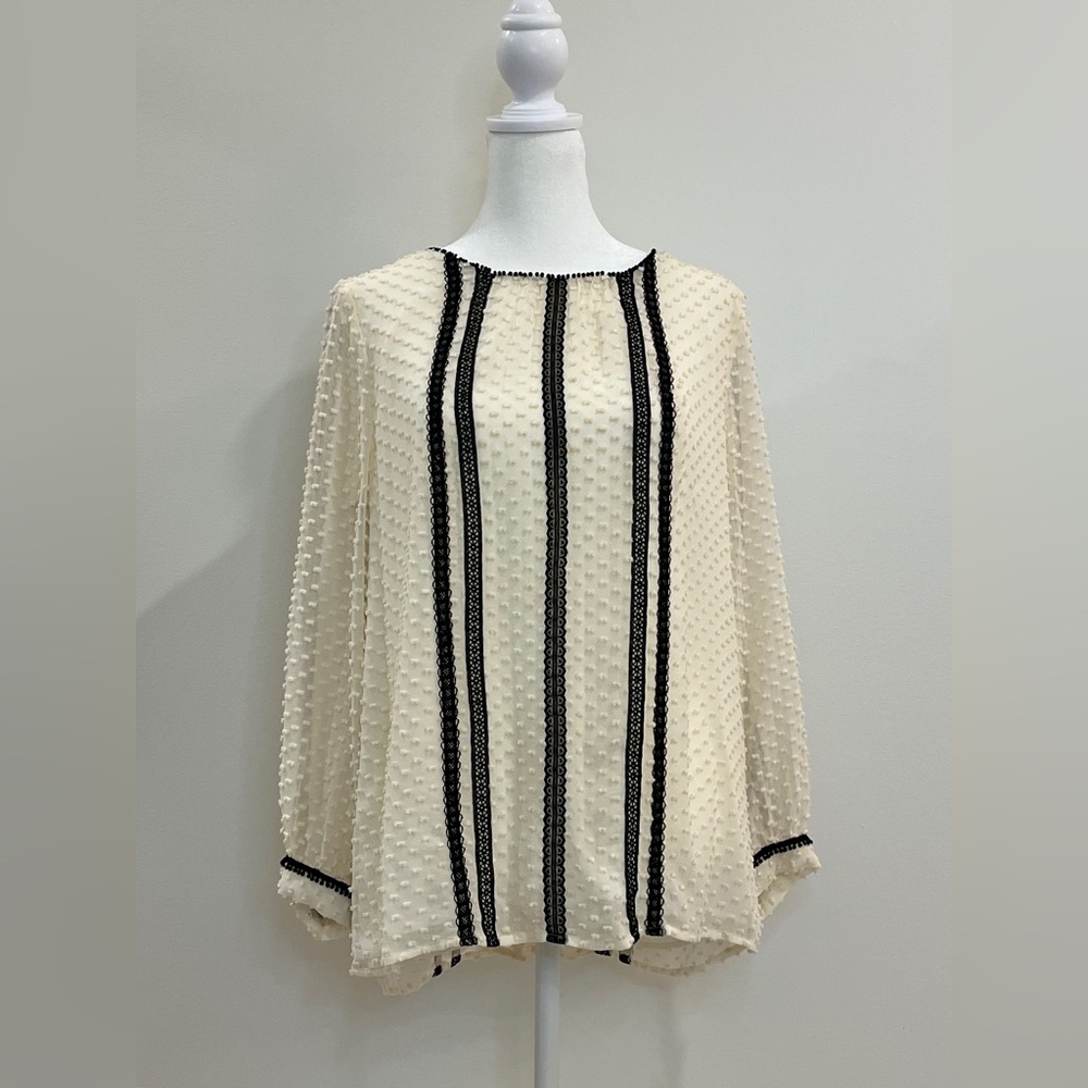 J. Crew Silk and Cotton Lace Trimmed Blouse - 8
